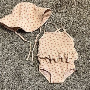 Quincy Mae Pink Heart Swimsuit Set